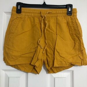 Old Navy Mustard Yellow elastic Drawstring Linen Blend Shorts XS summer
